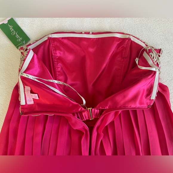Lilly Pulitzer Jillie Pink Chiffon strapless Dress. Gold detail. Sz 8. NWT $328 - Picture 12 of 12